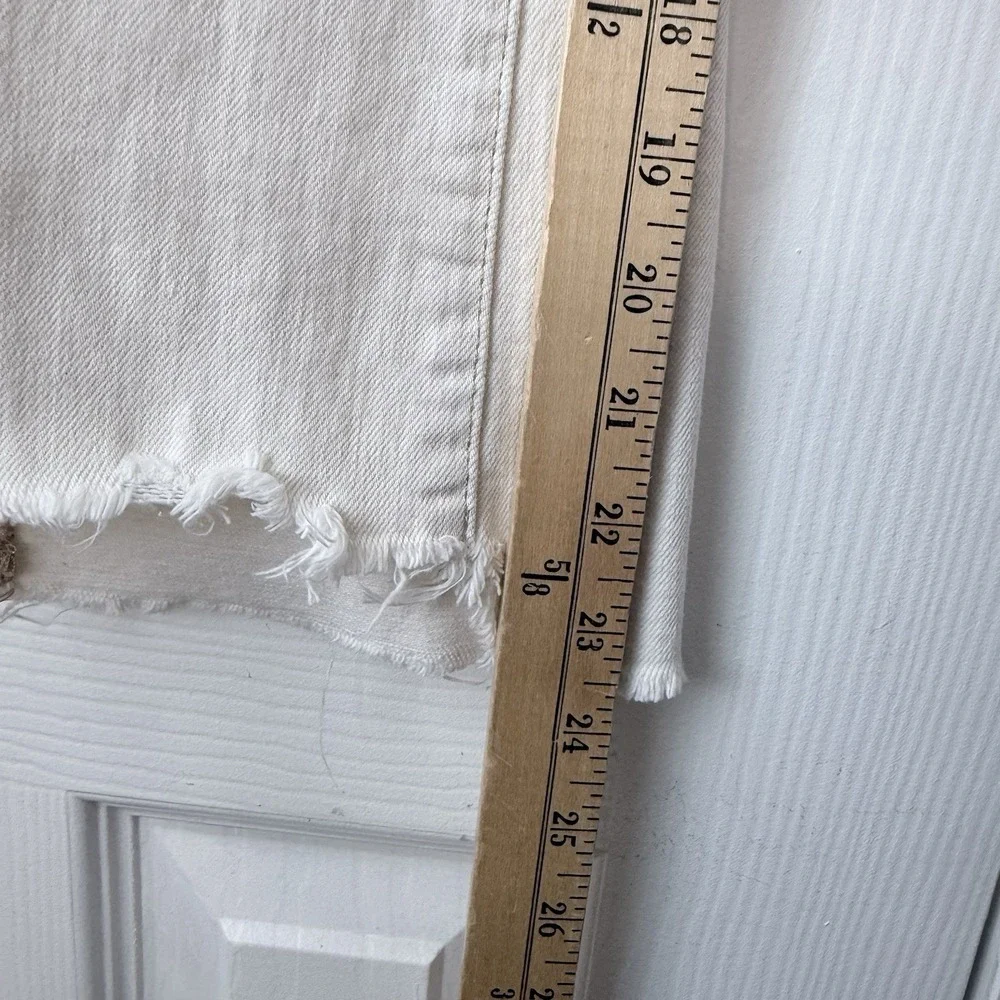 FRAME Le Crop Mini Boot Off White Denim Jeans Size 28 Raw‎ Hem Cropped - Picture 5 of 9